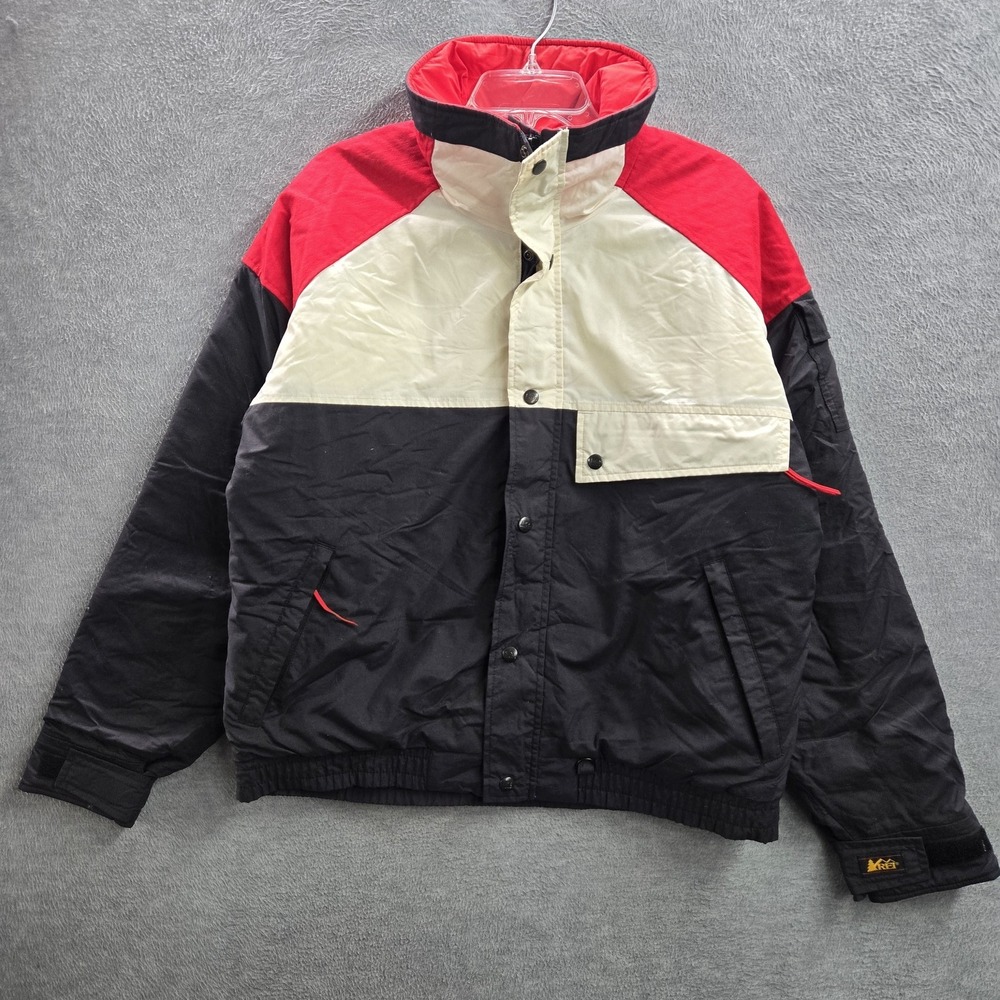 VINTAGE REI Men Jacket M Black Nylon Polyolefin Insulated Colorblock‎ Ski 90s